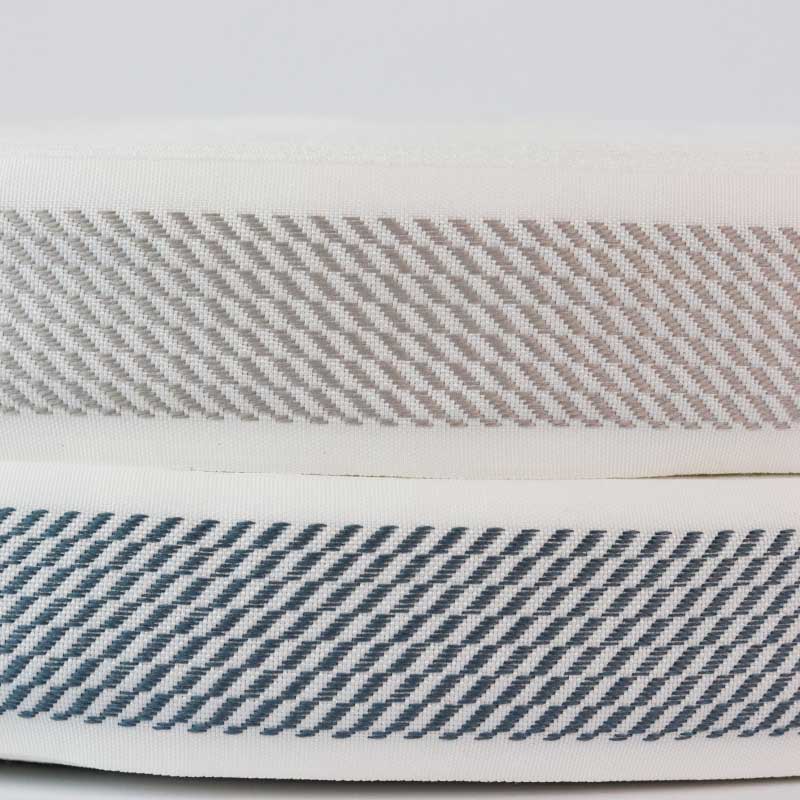 Cinta  terminado de colchón 4 cm/ Base blanca/rollo x 100 metros