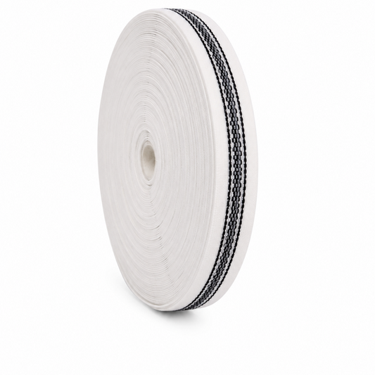 Cinta Pretina 2,5cm con caucho /rollo x 50m